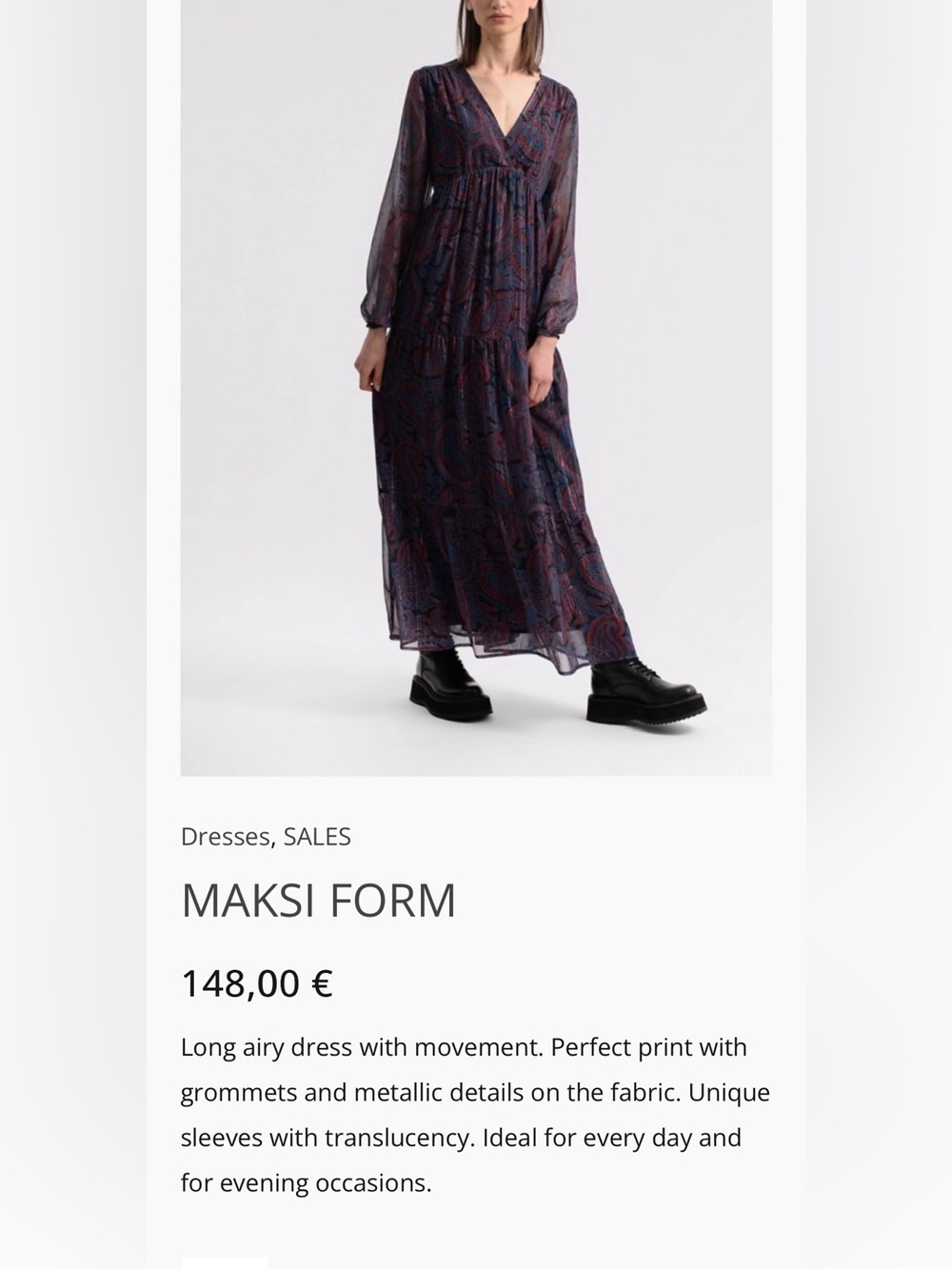 Molly Bracken Navy and Burgundy Paisley Maxi Dress